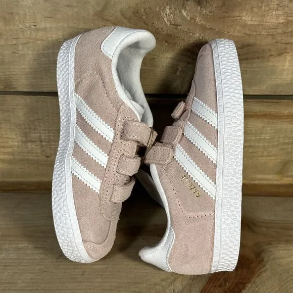 NEW Toddler Size 10K Adidas Gazelle I “Icey Pink” Low Top Strap Sneakers AH2229