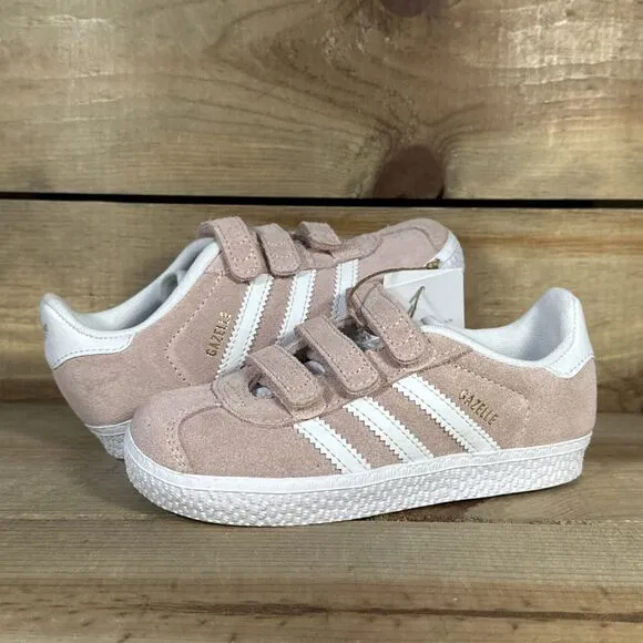 NEW Toddler Size 10K Adidas Gazelle I “Icey Pink” Low Top Strap Sneakers AH2229