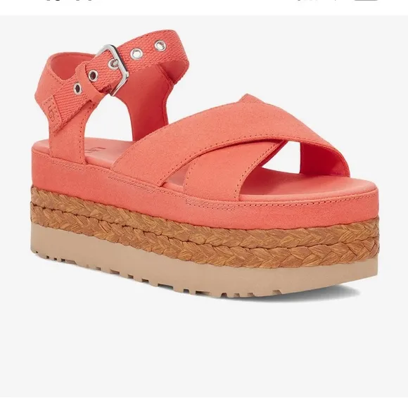 New UGG Aubrey Ankle Sandals Women’s Size 8 in Vibrant Coral