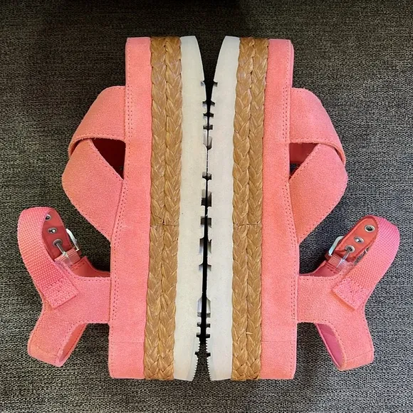 New UGG Aubrey Ankle Sandals Women’s Size 8 in Vibrant Coral