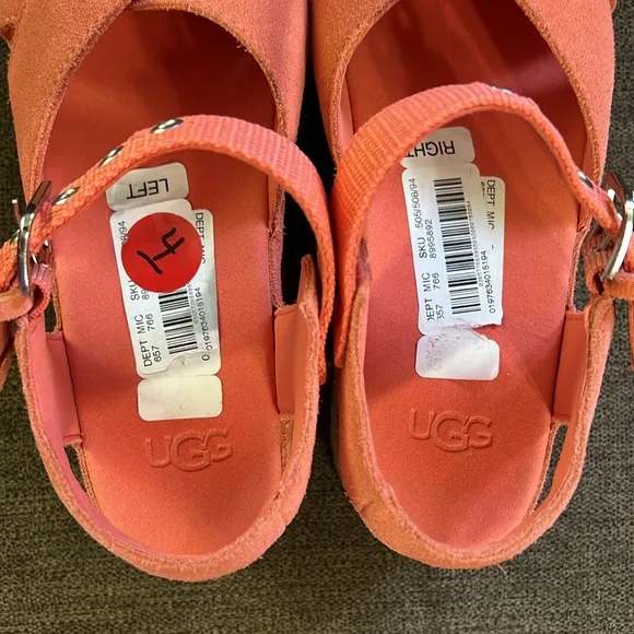 New UGG Aubrey Ankle Sandals Women’s Size 8 in Vibrant Coral