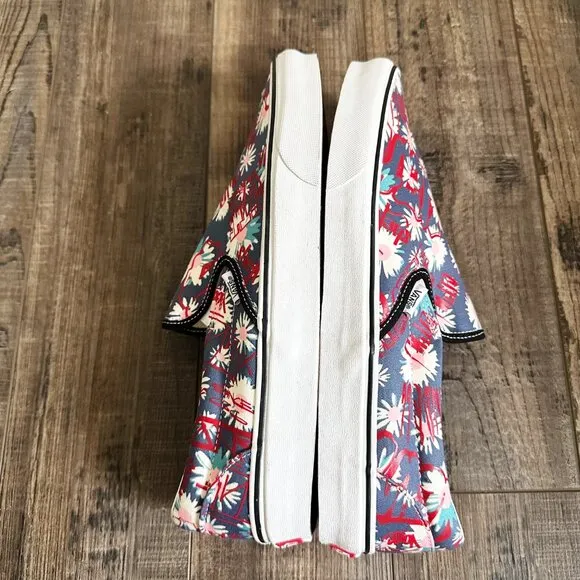 NEW Vans Classic Slip On Floral Red Blue Canvas Shoes Men's Size 13 VN0A4BV31JA
