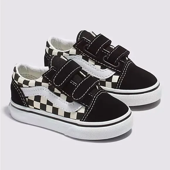 New Vans Toddler Old Skool V Primary Check Sneakers Unisex Size 4T