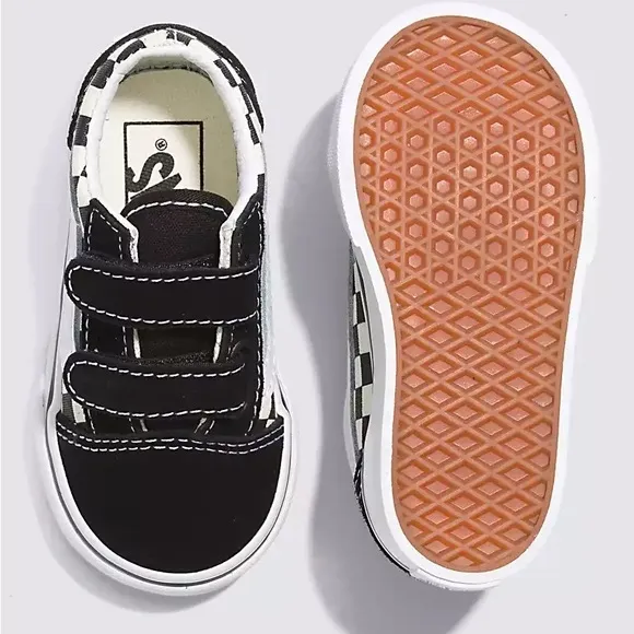 New Vans Toddler Old Skool V Primary Check Sneakers Unisex Size 4T