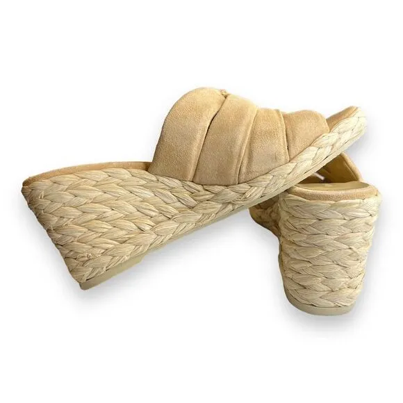 New Vince Gillian Suede Wedge Sandals Size 8 in Blondie