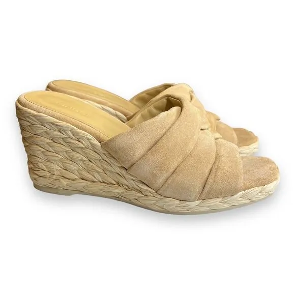 New Vince Gillian Suede Wedge Sandals Size 8 in Blondie