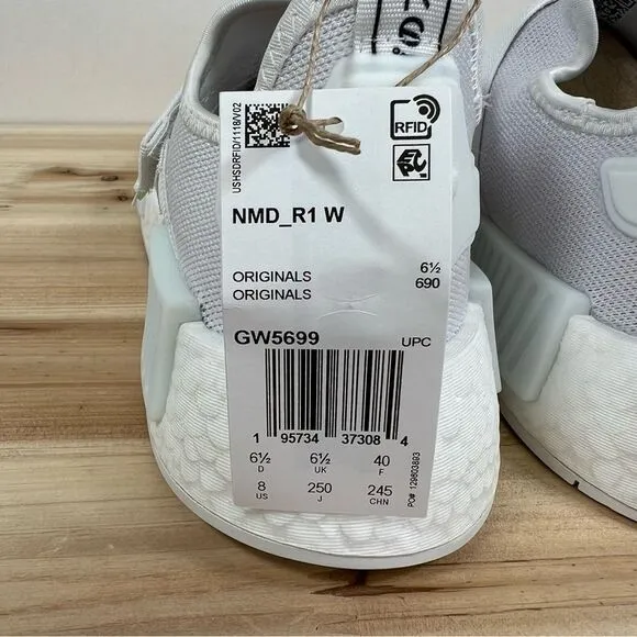 NEW Adidas NMD R1 womens running workout shoes 8 cloud white Black straps