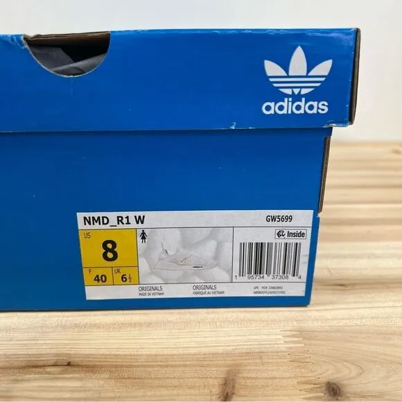 NEW Adidas NMD R1 womens running workout shoes 8 cloud white Black straps