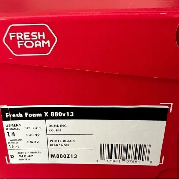 New Balance White Running Shoes Fresh Foam Unisex