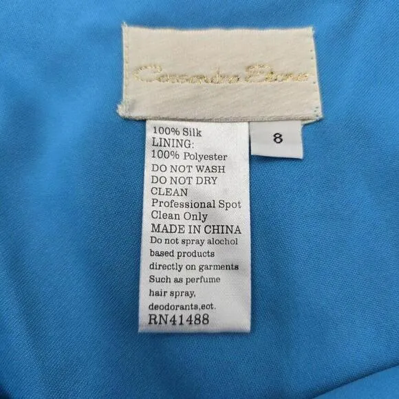(NEW)Cassandra Stone Ombre Blue 8 Women's Fairy Y2K Spaghetti Strap Silk (87-2)