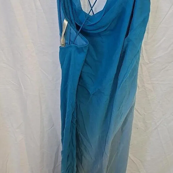 (NEW)Cassandra Stone Ombre Blue 8 Women's Fairy Y2K Spaghetti Strap Silk (87-2)