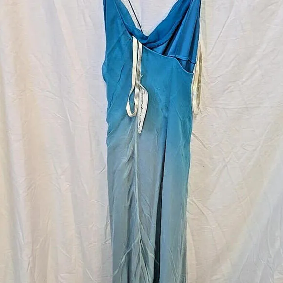 (NEW)Cassandra Stone Ombre Blue 8 Women's Fairy Y2K Spaghetti Strap Silk (87-2)
