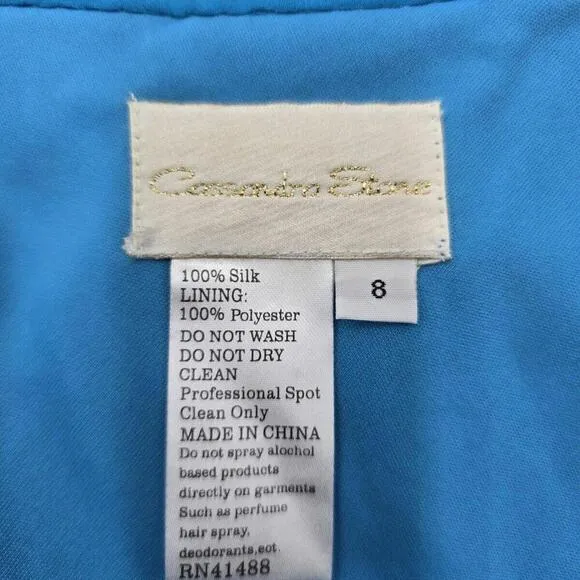 (NEW)Cassandra Stone Ombre Blue 8 Women's Fairy Y2K Spaghetti Strap Silk (87-2)