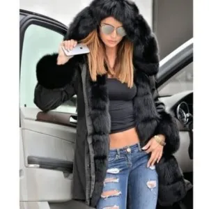 New Hooded Faux Fur Down Lined Parka Warm Coat