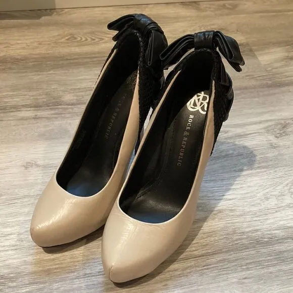New Rock &amp; Republic Bow heels Pumps Shoes Bow 38 8