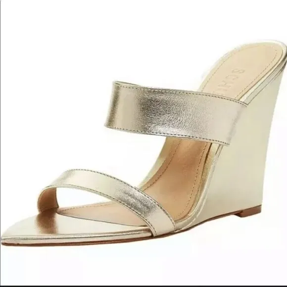 NEW SCHUTZ Soraya Gold Metallic Wedges Pointed