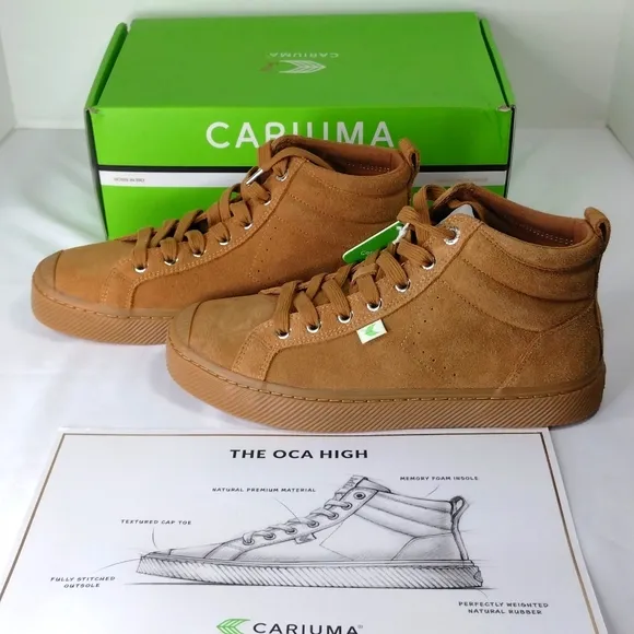 NIB Cariuma OCA High All Camel Suede Sneaker Unisex Men 7.5 Women 9