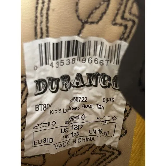 NIB Durango Cowboy Boots Children's size 13