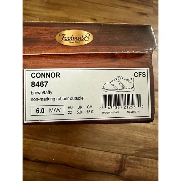NIB Footmates Brown Taffy Conner Saddle Leather Lace Up Dress Shoes Boys 6