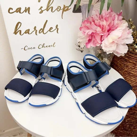 NIB Jacadi Boost Navy Blue and White Sandals Unisex