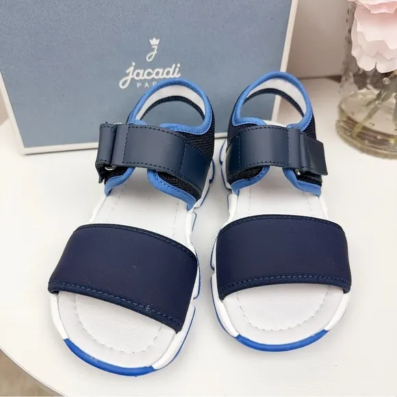 NIB Jacadi Boost Navy Blue and White Sandals Unisex