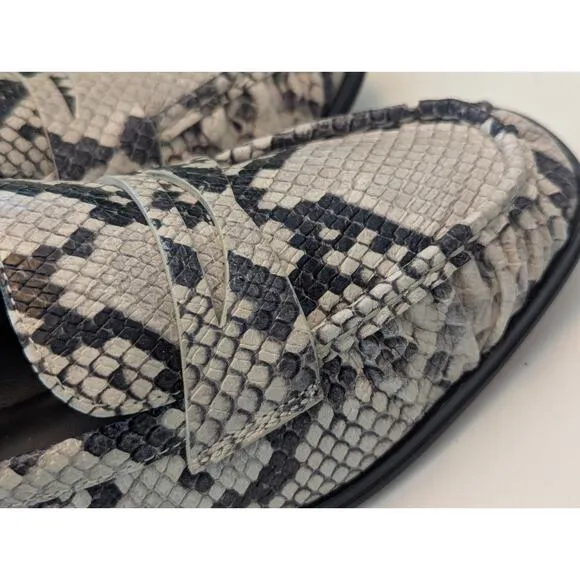 NIB J.Crew Maison Ruched Loafers in Snake-Embossed Italian Leather Sz 7.5M