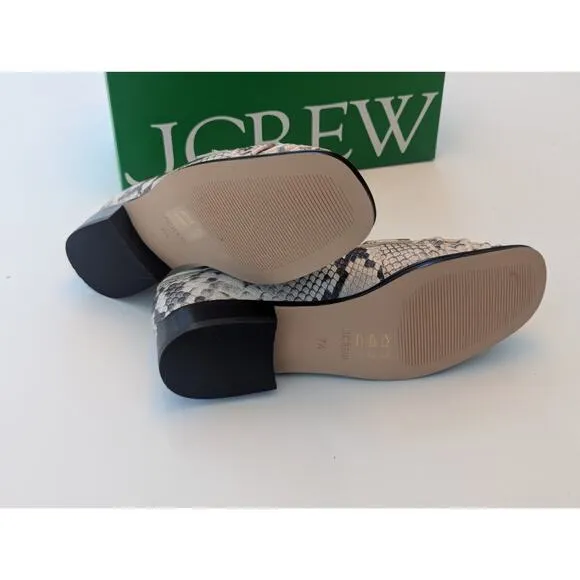 NIB J.Crew Maison Ruched Loafers in Snake-Embossed Italian Leather Sz 7.5M