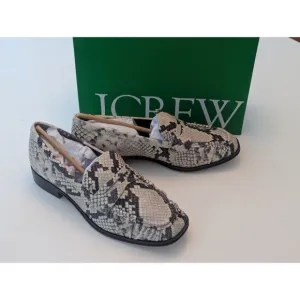 NIB J.Crew Maison Ruched Loafers in Snake-Embossed Italian Leather Sz 7.5M