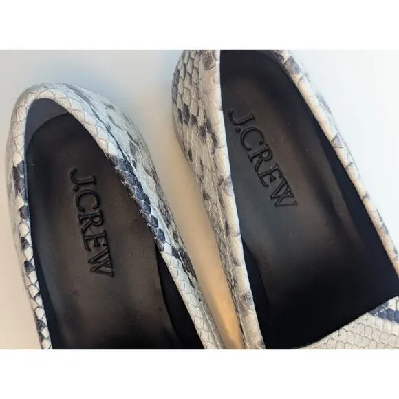 NIB J.Crew Maison Ruched Loafers in Snake-Embossed Italian Leather Sz 7.5M