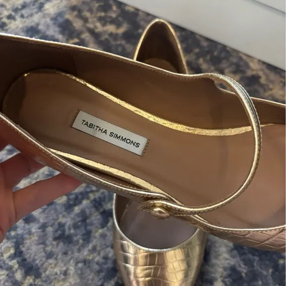 NIB Tabitha Simmons champagne embossed croc Hermoine flats size EU 40
