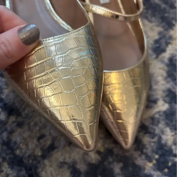 NIB Tabitha Simmons champagne embossed croc Hermoine flats size EU 40