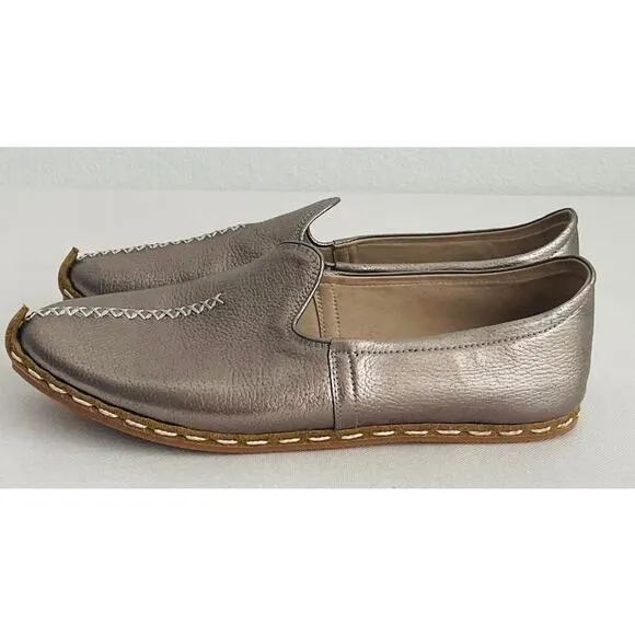 Nida Lu Metallic Slip Ons Flats Shoes