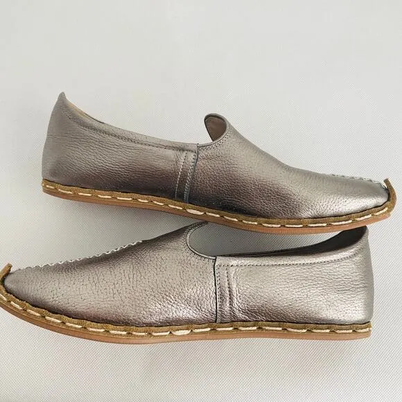 Nida Lu Metallic Slip Ons Flats Shoes