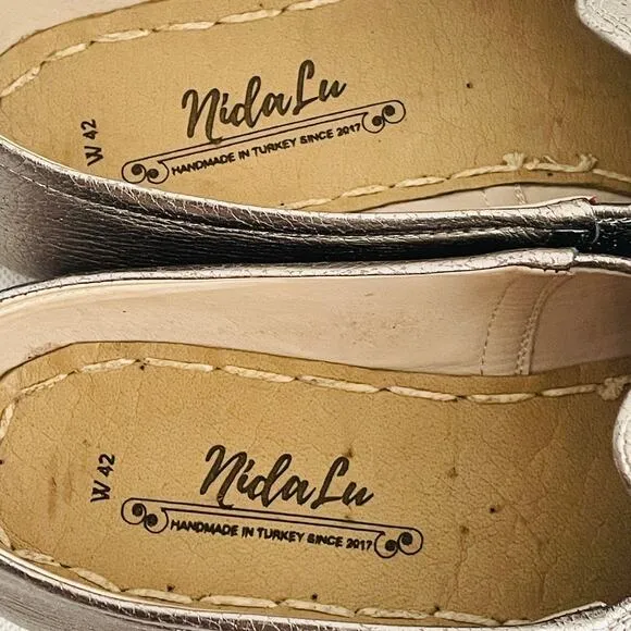 Nida Lu Metallic Slip Ons Flats Shoes