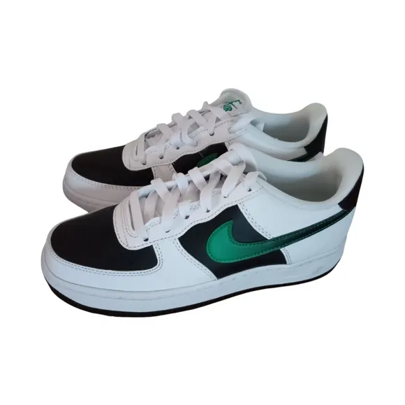 Nike Air Force 1 (GS) SIZE 4.5Y Unisex Sneakers White/ Black- Stadium Green