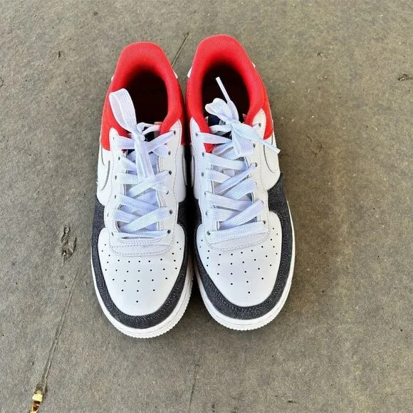 Nike Air Force 1 Low LV8 USA Denim GS Kids Sneakers Size 6.5Y