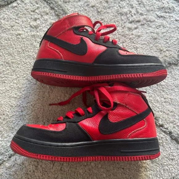 Nike Air Force 1 Mid Nike By you custom Sneakers DV3903-900 black red youth 6.5
