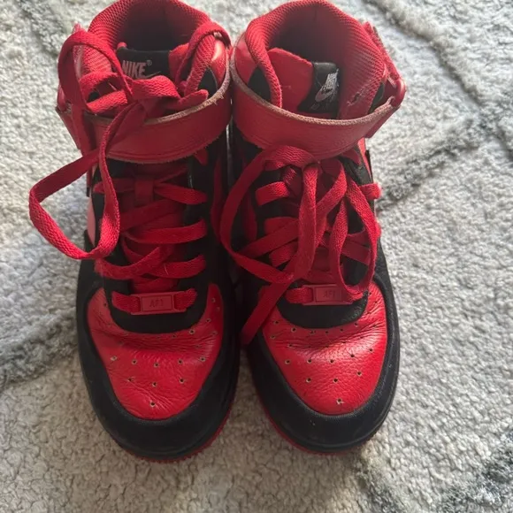 Nike Air Force 1 Mid Nike By you custom Sneakers DV3903-900 black red youth 6.5