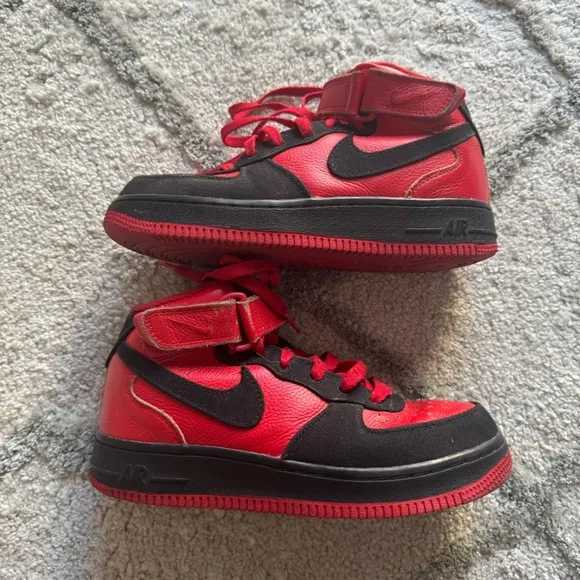 Nike Air Force 1 Mid Nike By you custom Sneakers DV3903-900 black red youth 6.5