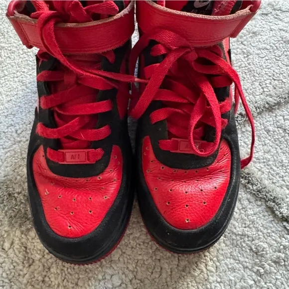 Nike Air Force 1 Mid Nike By you custom Sneakers DV3903-900 black red youth 6.5