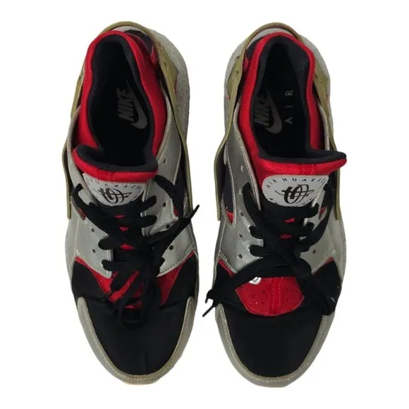 Nike Air Huarache Running Shoes Mens 9 Sneakers 777330 - 962 Silver Black Red
