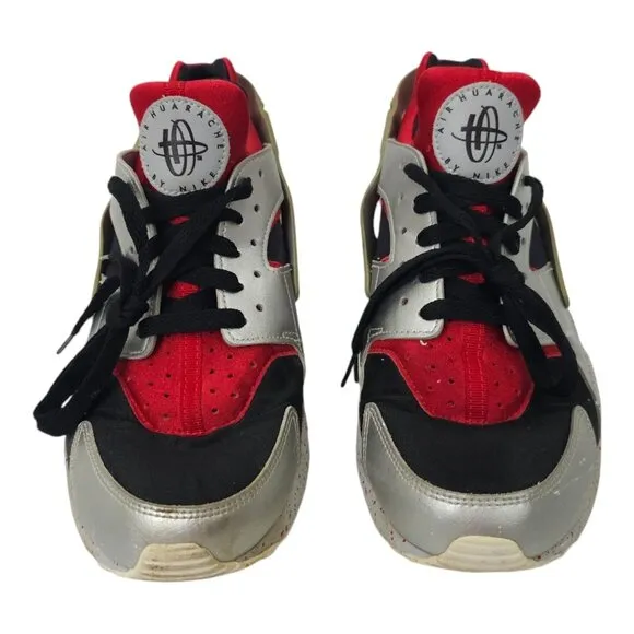 Nike Air Huarache Running Shoes Mens 9 Sneakers 777330 - 962 Silver Black Red