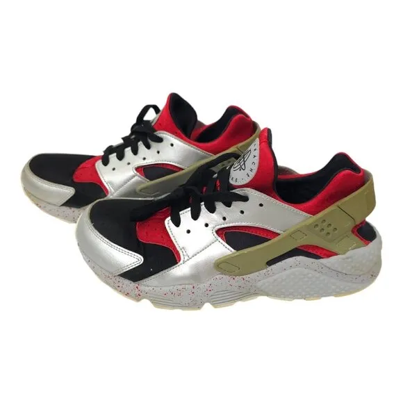 Nike Air Huarache Running Shoes Mens 9 Sneakers 777330 - 962 Silver Black Red