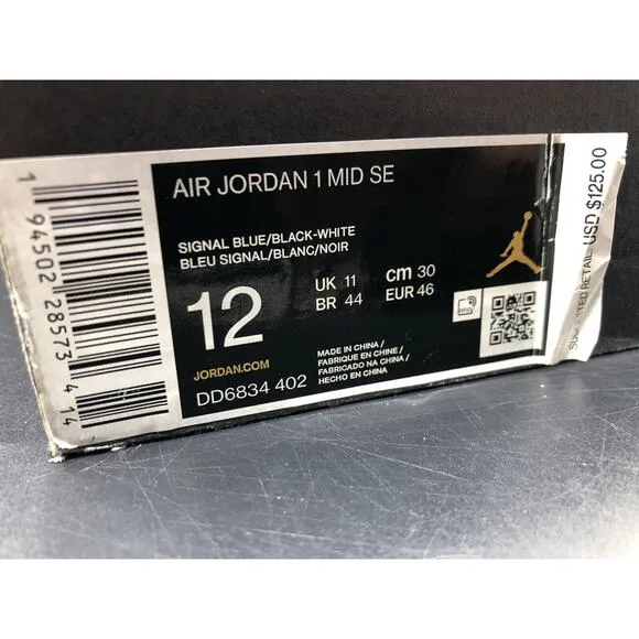 Nike Air Jordan 1 Mid SE Signal Blue Shoes Size 12 DD6834-402