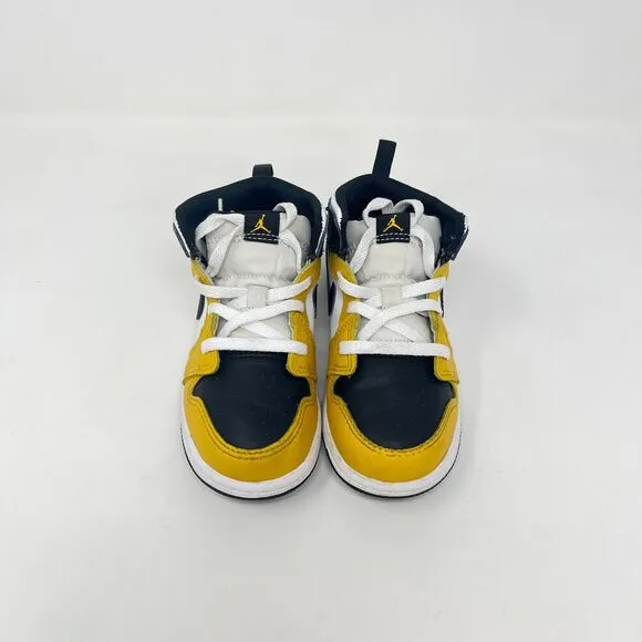 Nike Air Jordan 1 Mid TD Yellow Ochre Casual Shoes DQ8425-701 Kid's Size 9