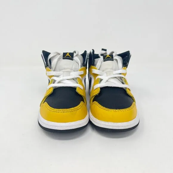 Nike Air Jordan 1 Mid TD Yellow Ochre Casual Shoes DQ8425-701 Kid's Size 9