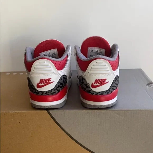 Nike Air Jordan 3 Cement Fire Red Toddler Kids Sneakers - SZ 8 C
