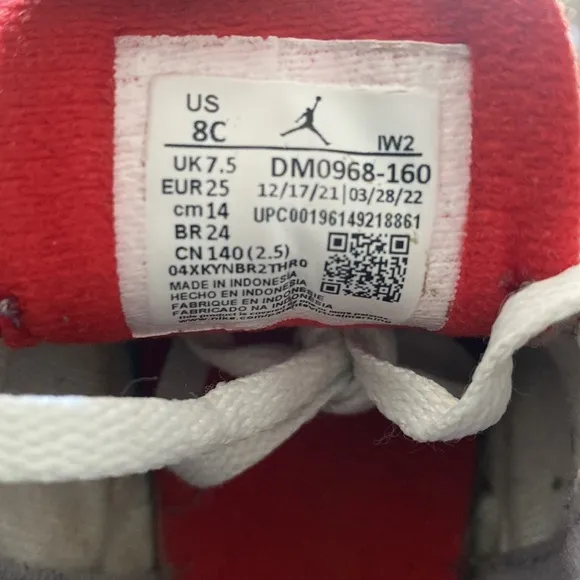 Nike Air Jordan 3 Cement Fire Red Toddler Kids Sneakers - SZ 8 C