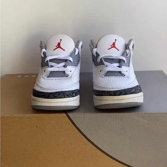 Nike Air Jordan 3 Cement Fire Red Toddler Kids Sneakers - SZ 8 C