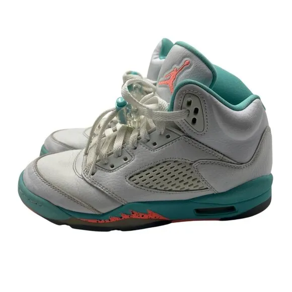 Nike Air Jordan 5 Retro GS Light Aqua White Sneakers Kids 4Y